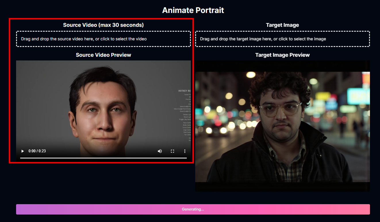 Source Video Upload Interface