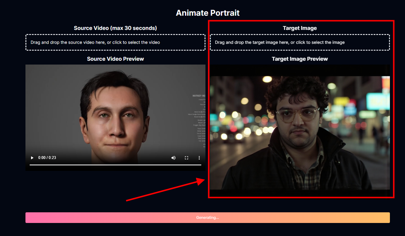 Target Image Upload Interface